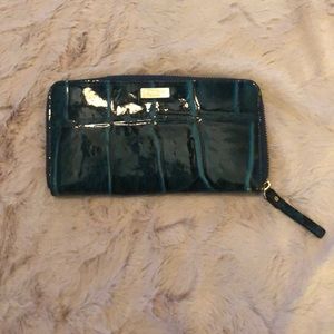 Kate Spade patent turquoise zip wallet